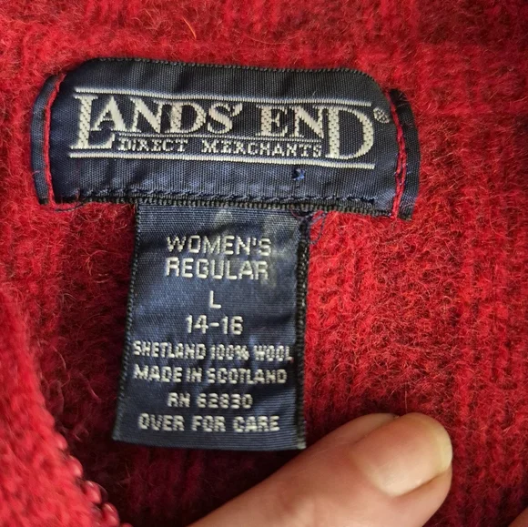 Lands' End Womens Bold Red Zip-Up Sweater - Picture 3 of 7